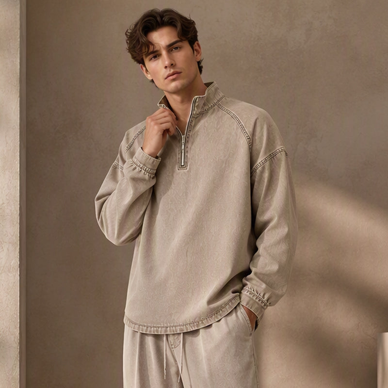🔥 BESTSELLER |10PCS $26.99 | Men's Quarter-Zip Denim Pullover