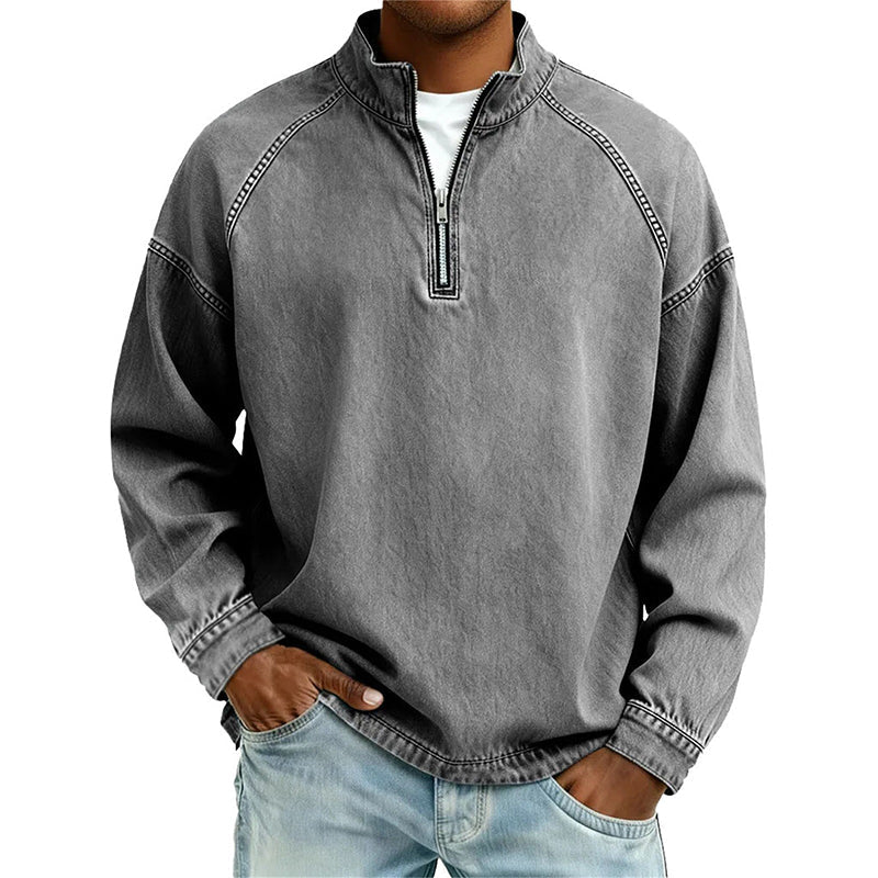 🔥 BESTSELLER |10PCS $26.99 | Men's Quarter-Zip Denim Pullover