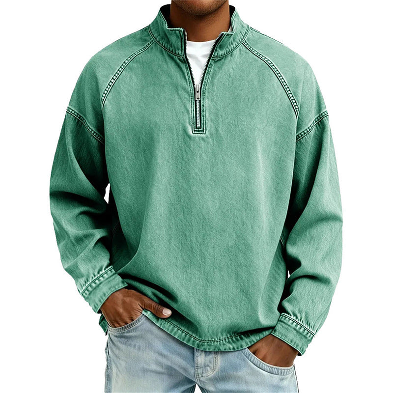🔥 BESTSELLER |10PCS $26.99 | Men's Quarter-Zip Denim Pullover