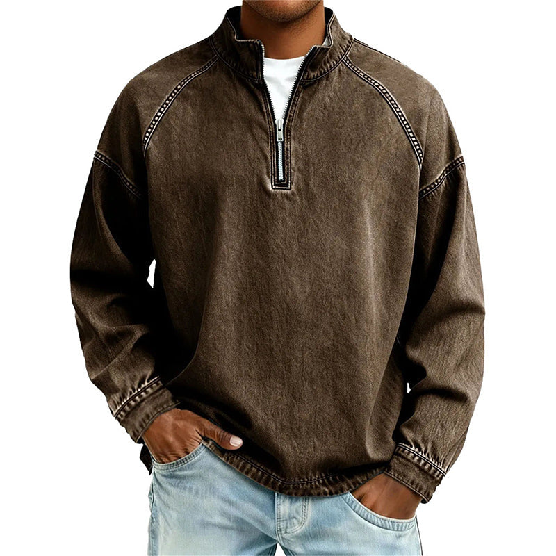 🔥 BESTSELLER |10PCS $26.99 | Men's Quarter-Zip Denim Pullover