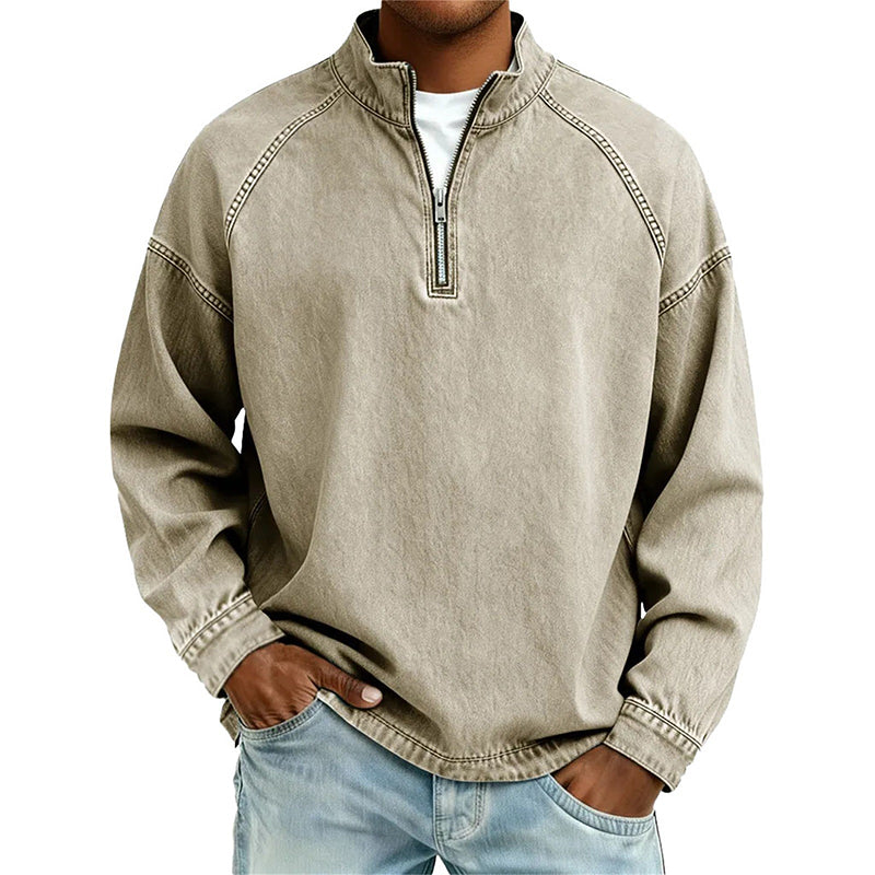 🔥 BESTSELLER |10PCS $26.99 | Men's Quarter-Zip Denim Pullover