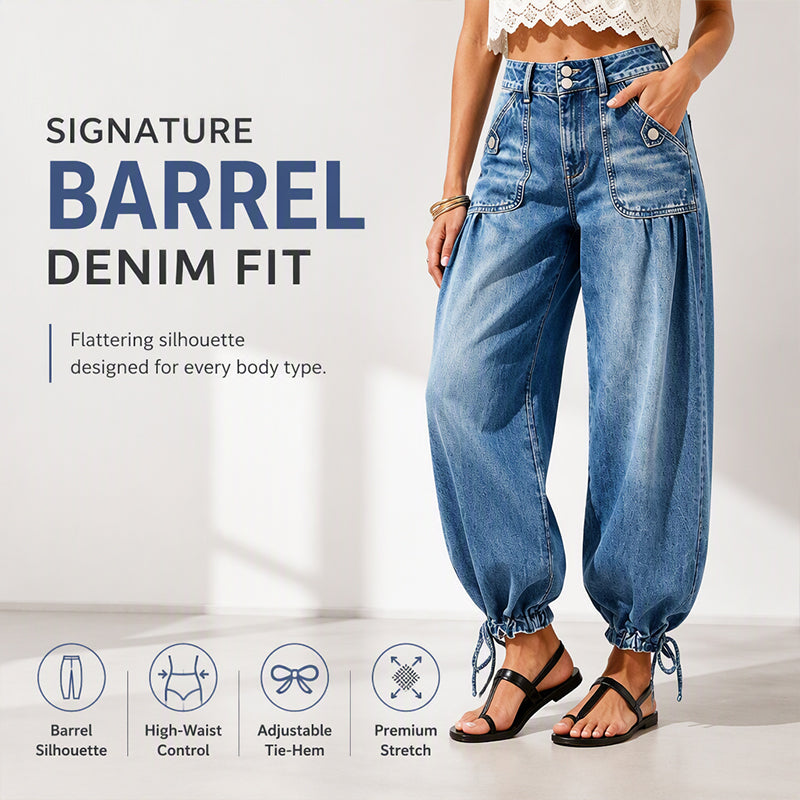 2PCS ONLY 22.98👖 Shape It Your Way | Women's High-Waisted Adjustable-Hem Barrel Jeans