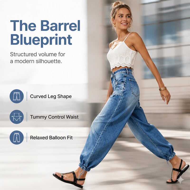 2PCS ONLY 22.98👖 Shape It Your Way | Women's High-Waisted Adjustable-Hem Barrel Jeans