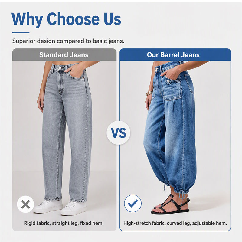 2PCS ONLY 22.98👖 Shape It Your Way | Women's High-Waisted Adjustable-Hem Barrel Jeans