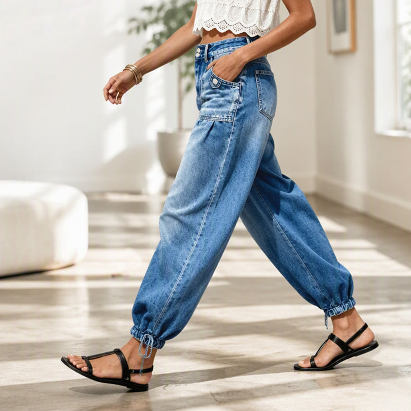 2PCS ONLY 22.98👖 Shape It Your Way | Women's High-Waisted Adjustable-Hem Barrel Jeans