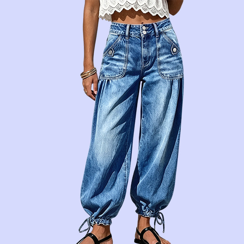 2PCS ONLY 22.98👖 Shape It Your Way | Women's High-Waisted Adjustable-Hem Barrel Jeans