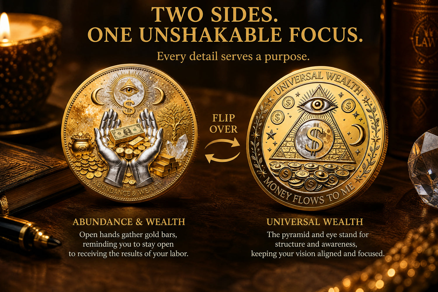 3D Wealth Coin with double-sided relief