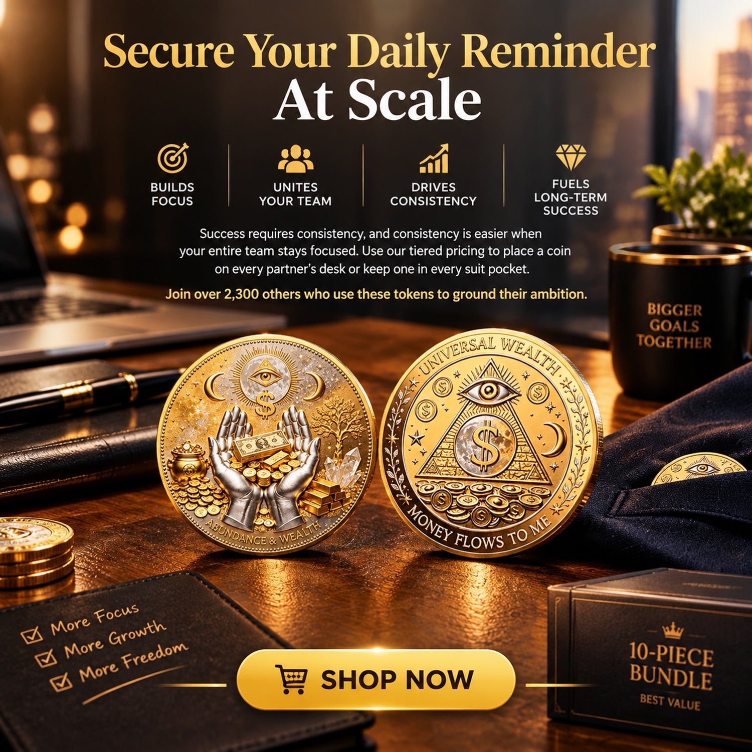 3D Wealth Coin with double-sided relief