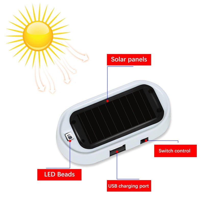 Solar powered vehicle flashing light