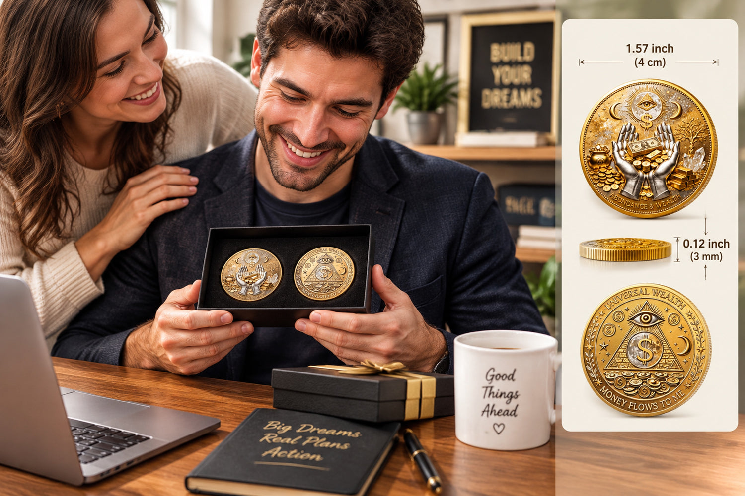 3D Wealth Coin with double-sided relief