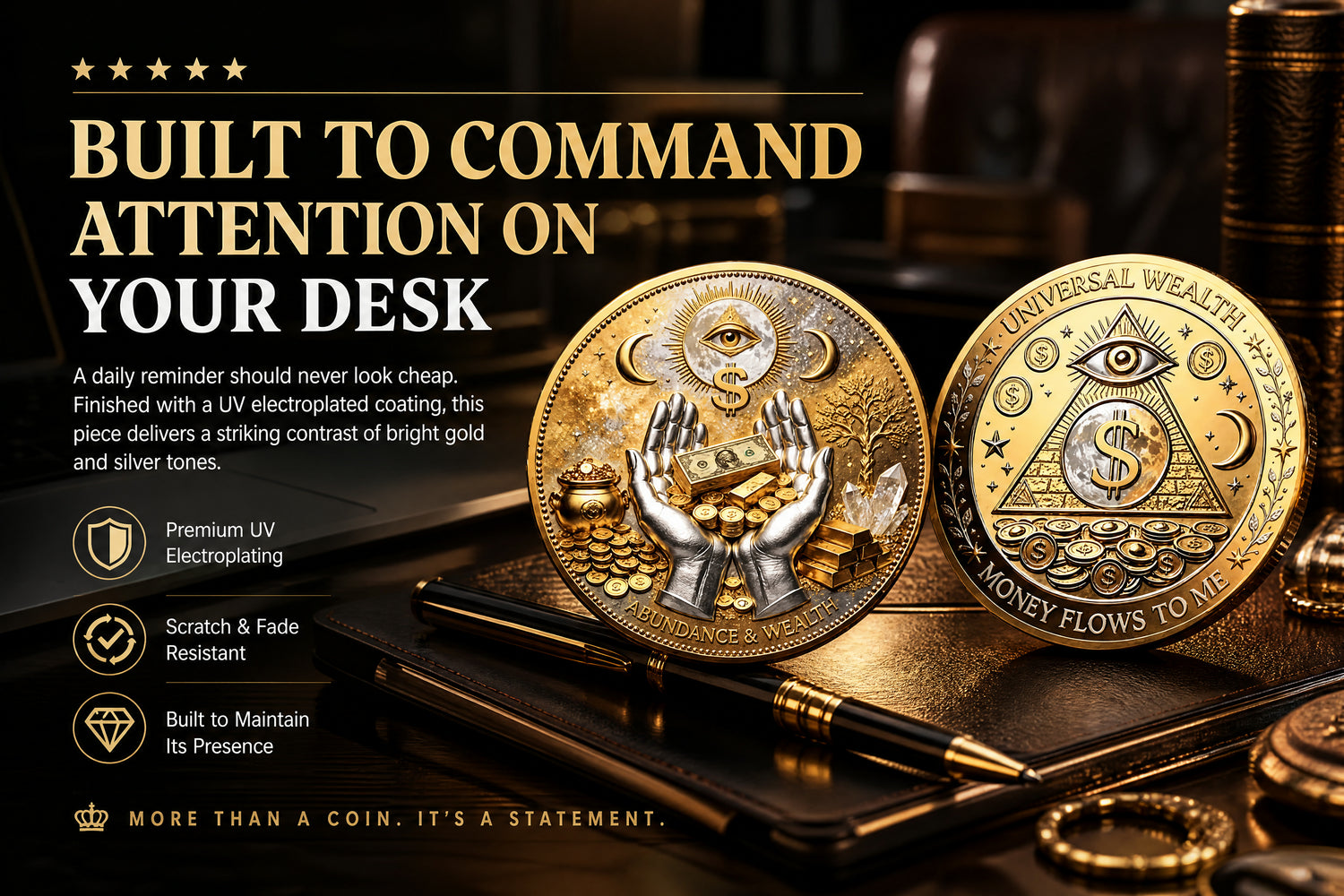 3D Wealth Coin with double-sided relief