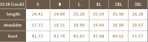 Men's vest jacket size chart