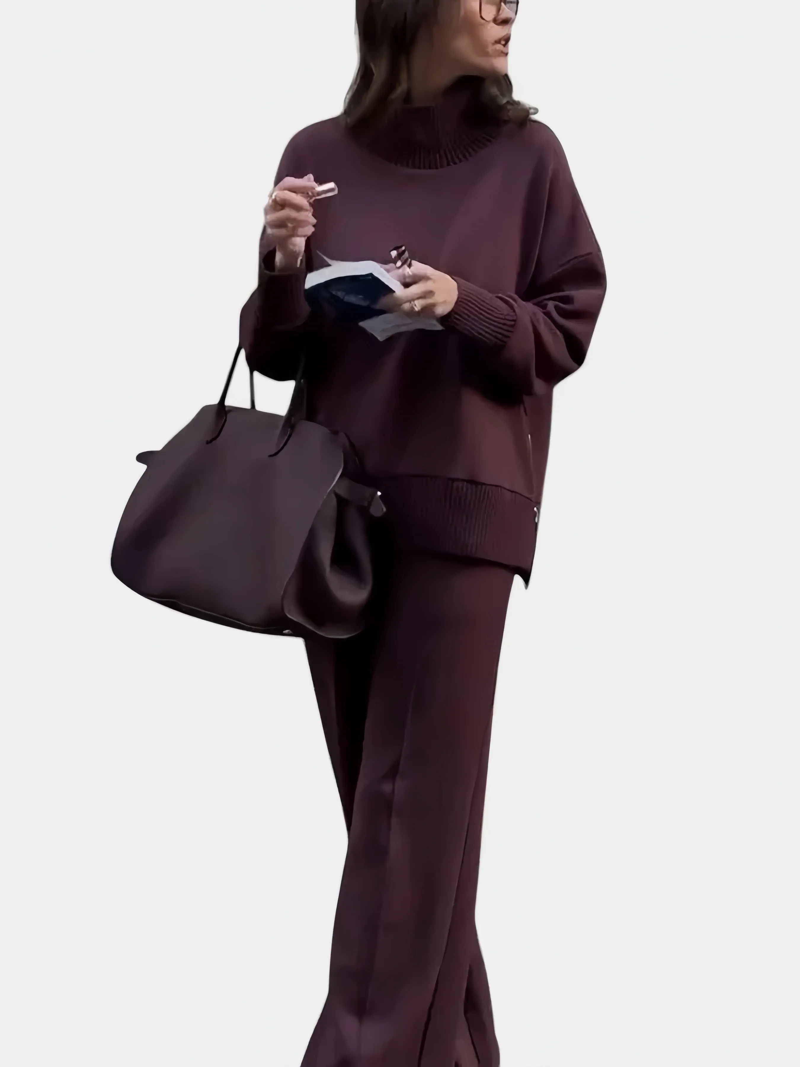 🔥Urban Minimalist Oversized Sweatshirt & Wide-Leg Pants Co-ord Set