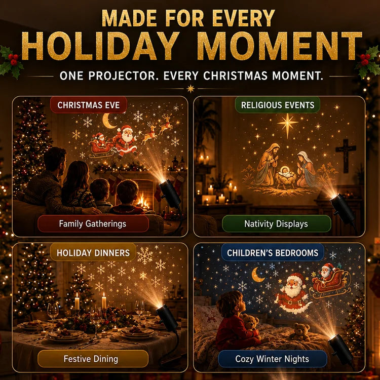 🎄50% OFF!🎉10-Scene Christmas Projector Light – USB Wall & Ceiling Holiday Projector