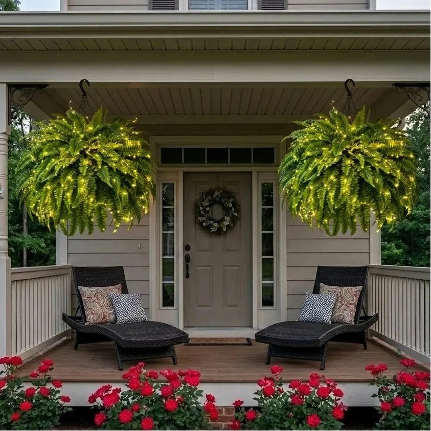 🎄 50% OFF 💛Glowing Boston Ferns with Lights – 🌿 Zero Watering, Zero Maintenance