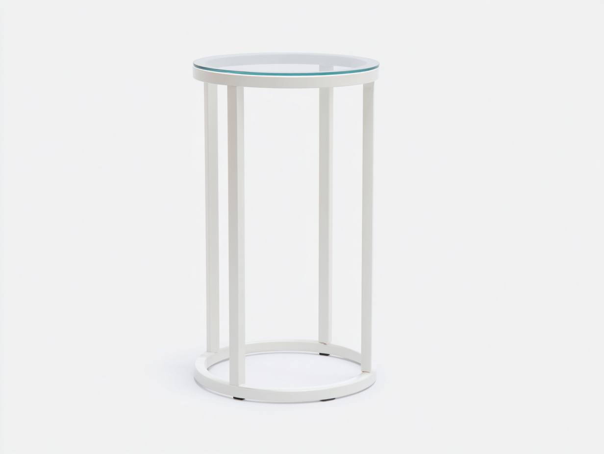 Taburete de bar-vidrio-metal-Ø40×75 cm-Blanco/Transparente-diseño circular para Bar en casa-Modordadecor