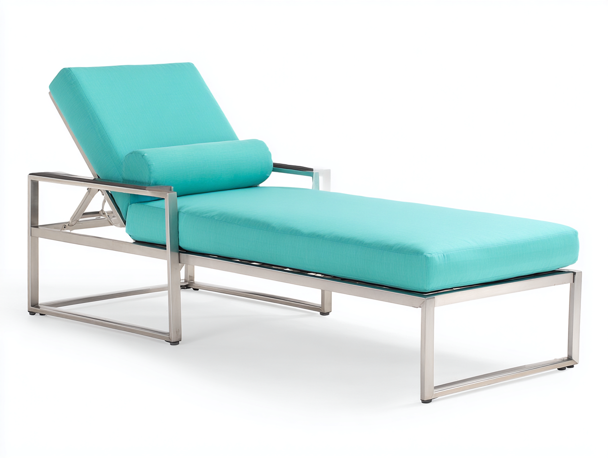 Sillón reclinable-aluminio-tapizado-200×74×96 cm-Aguamarina/Plata-asiento acolchado para Terraza-Modordadecor