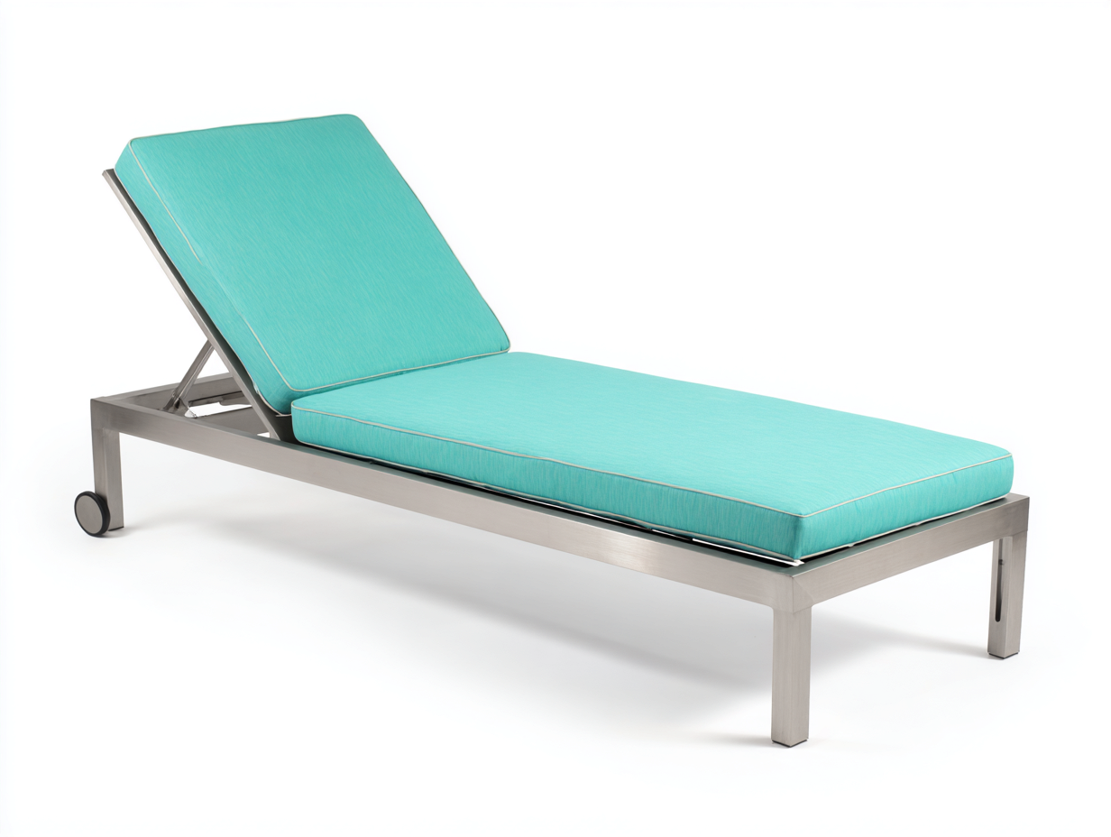 Sillón reclinable-metal-textil-200×72×94 cm-Aguamarina/Plata-con ruedas para Terraza-Modordadecor
