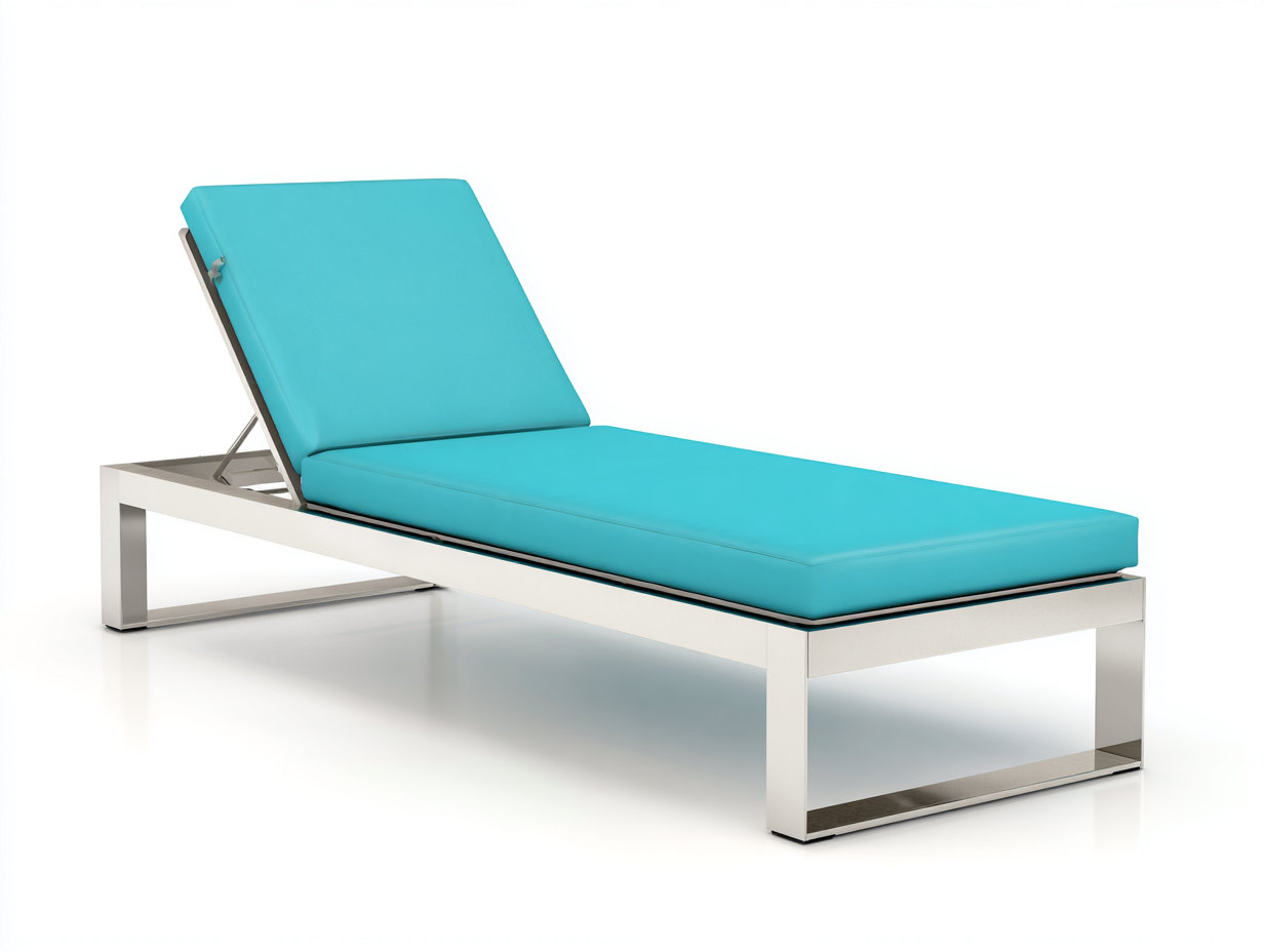Sillón reclinable-metal-textil-198×70×92 cm-Turquesa/Plata-superficie acolchada para Terraza-Modordadecor