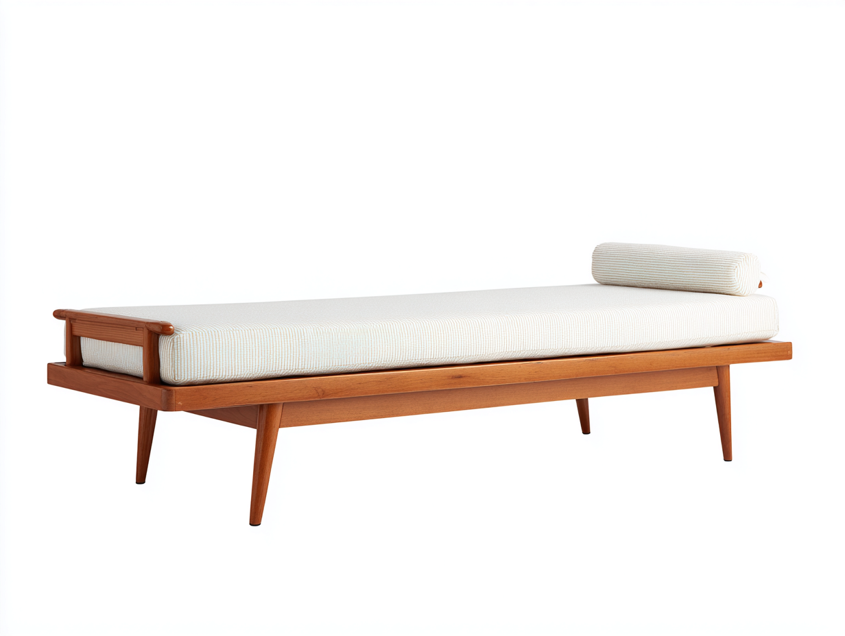 Cama solar-madera maciza-textil-200×82×58 cm-Blanco/Madera miel-superficie acolchada para Terraza-Modordadecor