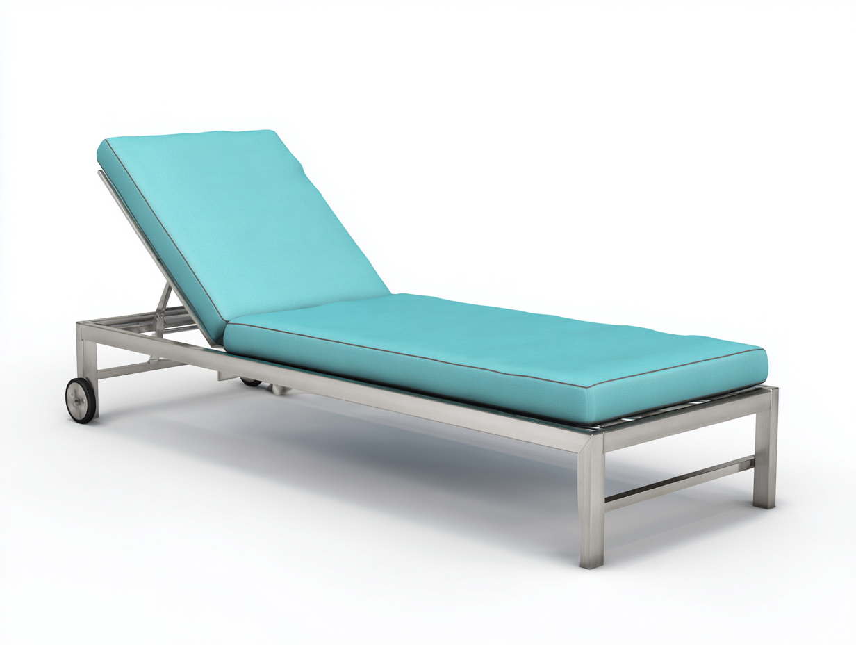 Sillón reclinable aluminio 202×70×92 cm turquesa/plata para Terraza con respaldo regulable y ruedas-Modordadecor
