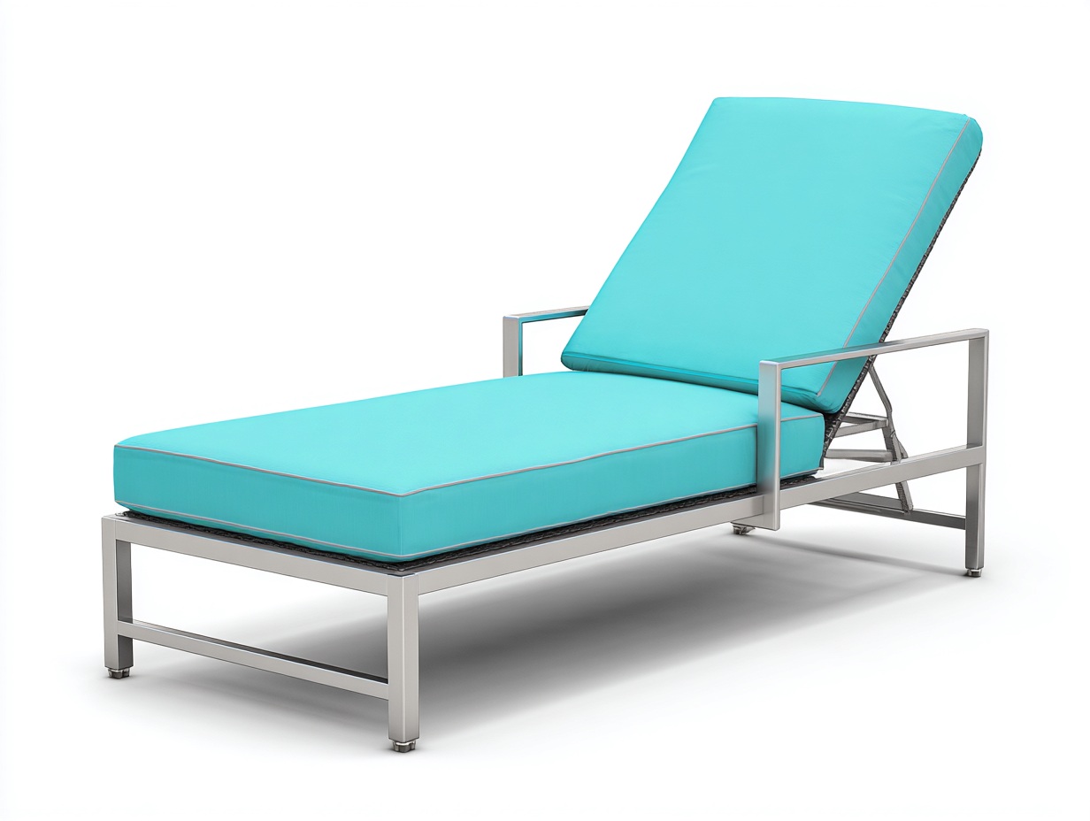 Sillón reclinable-aluminio-textil-198×72×98 cm-Turquesa/Plata-respaldo regulable para Terraza-Modordadecor