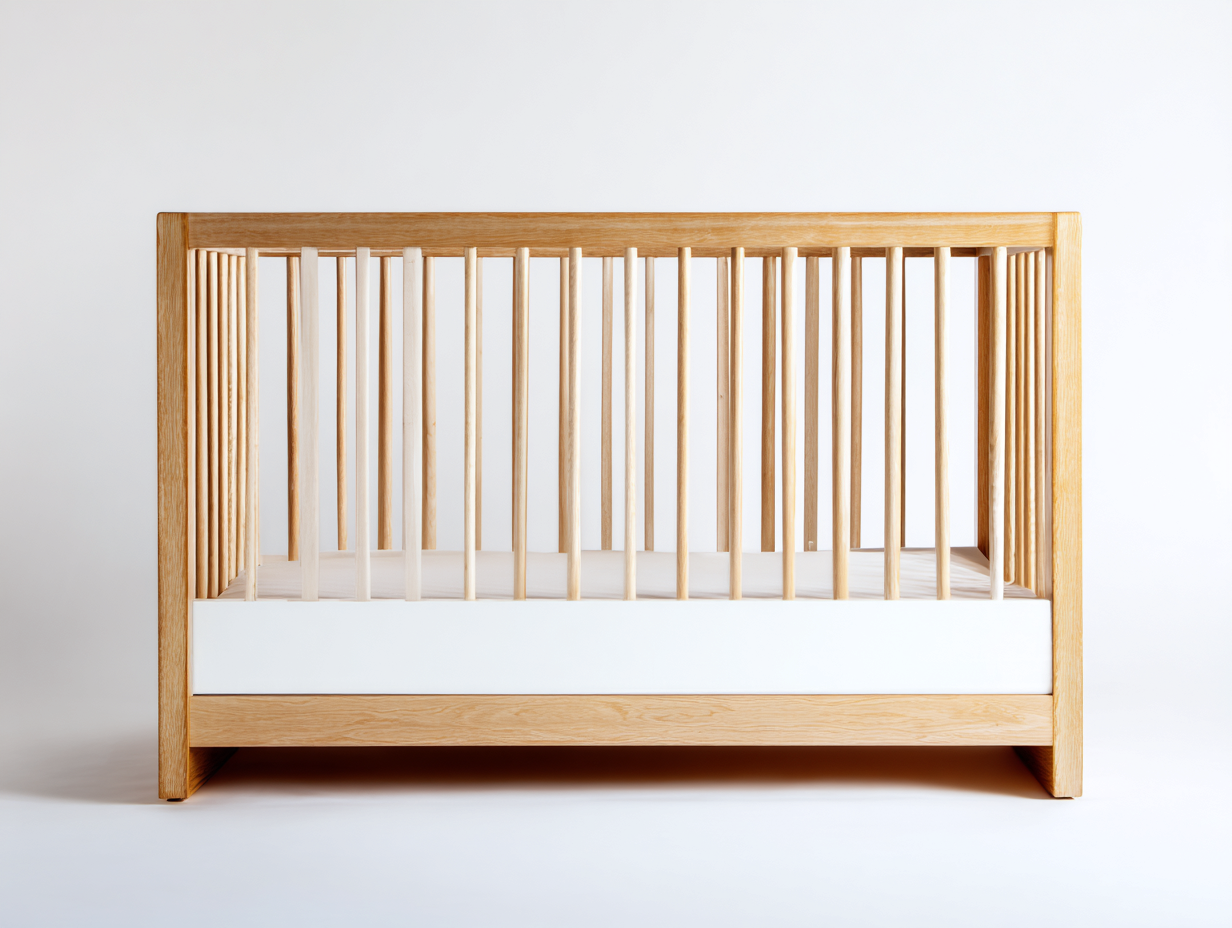 Cuna infantil-madera-138×75×98 cm-Madera natural/Blanco-barrotes envolventes para Habitación infantil-Modordadecor