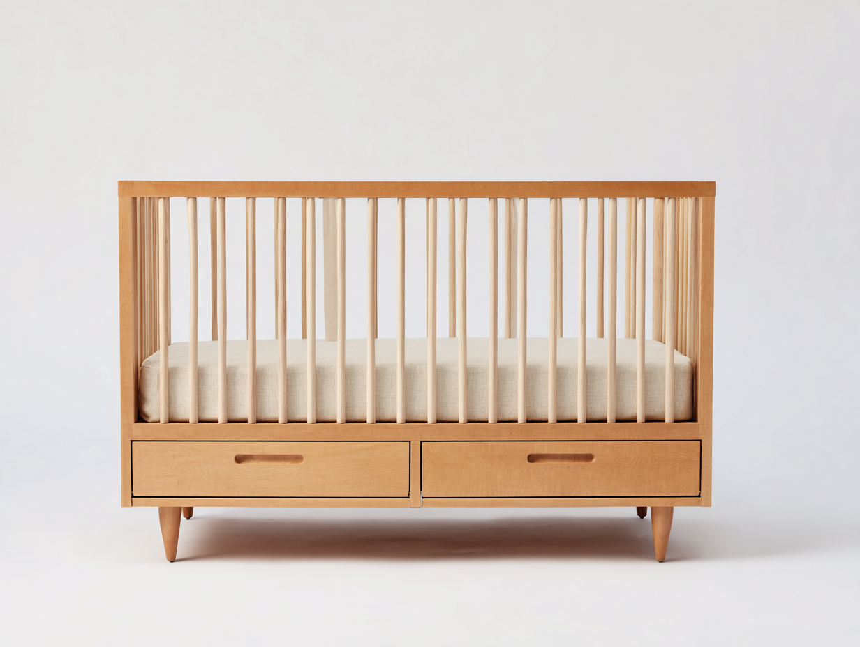 Cuna infantil-madera-140×78×105 cm-Madera natural-almacenaje inferior para Habitación infantil-Modordadecor