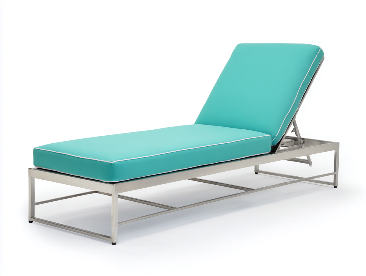Sillón reclinable acero 200×72×95 cm turquesa/plata para Terraza estilo minimalista con respaldo ajustable-Modordadecor