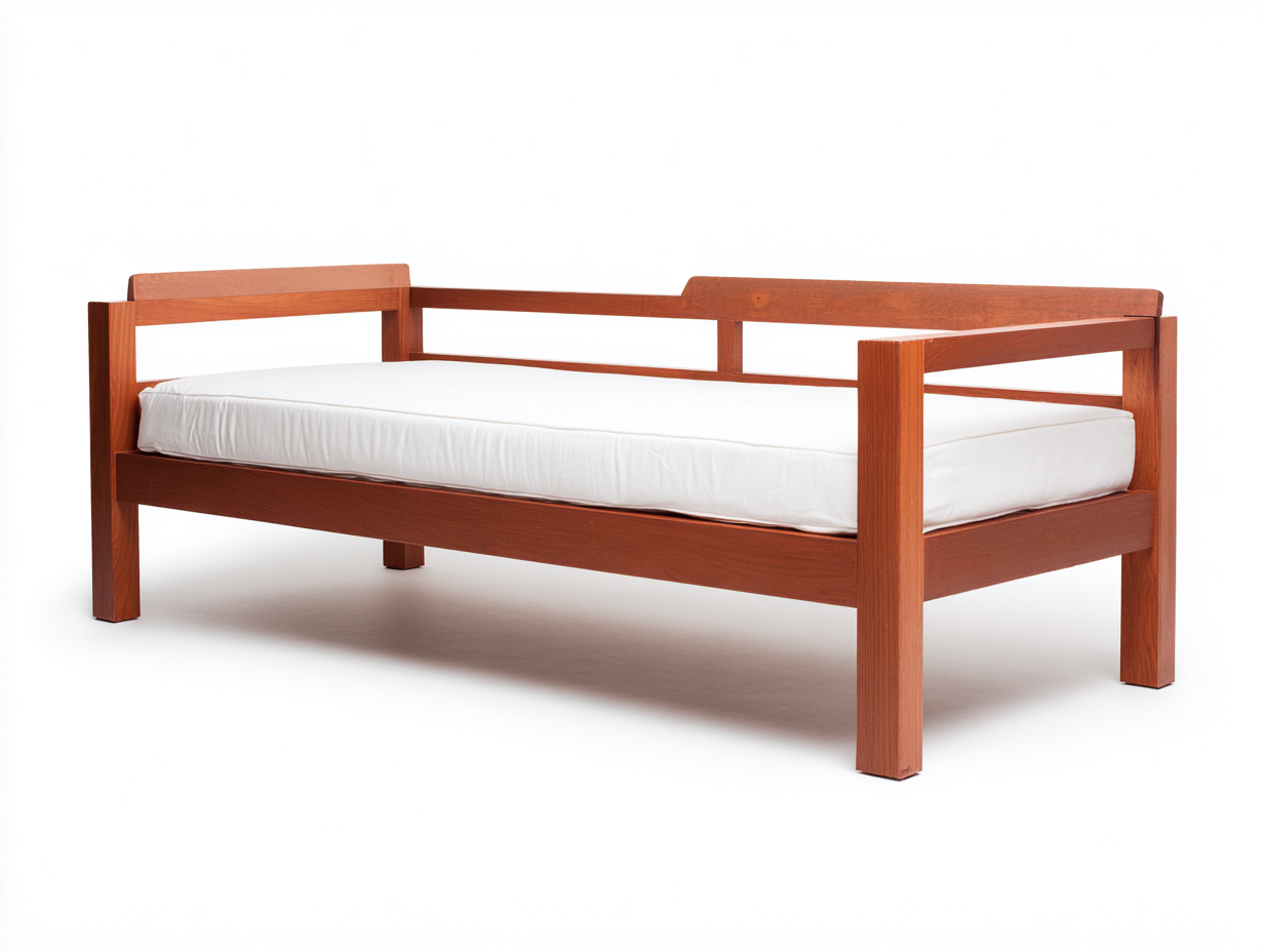 Cama solar madera maciza 202×88×79 cm cerezo/blanco para Terraza estilo mediterráneo con respaldo perimetral-Modordadecor