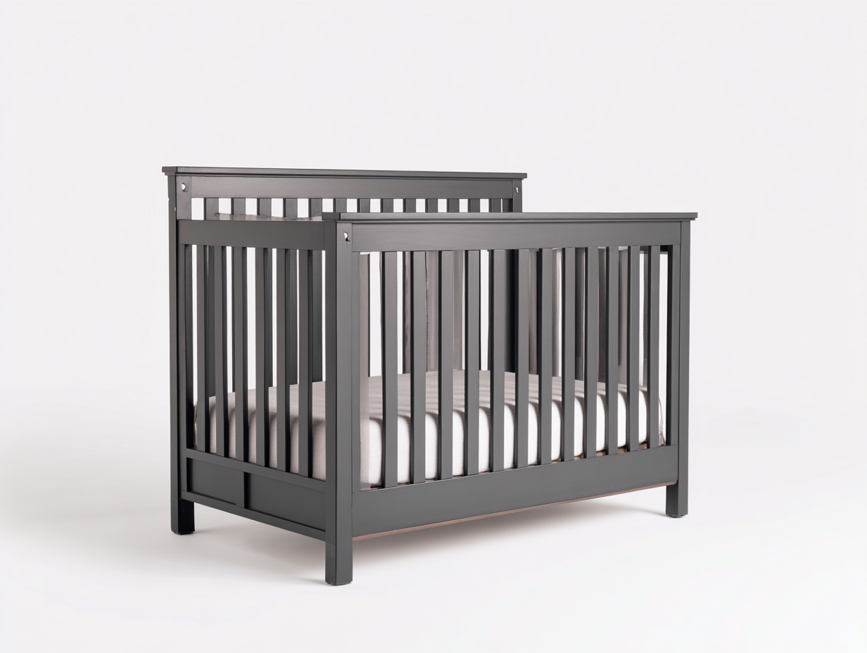 Cuna infantil-madera-135×75×100 cm-Gris antracita-barrotes verticales para Habitación infantil-Modordadecor