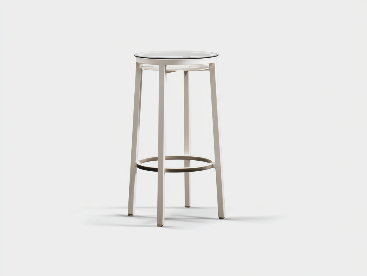 Taburete de bar vidrio-metal 38×38×76 cm blanco crema/transparente asiento redondo para Bar en casa-Modordadecor