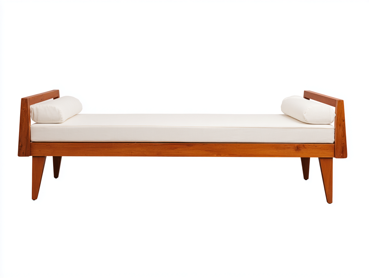 Cama solar madera maciza 195×81×65 cm cerezo/blanco para Terraza diseño retro con extremos abiertos-Modordadecor