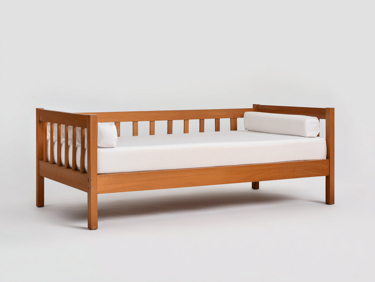 Cama solar madera maciza 198×86×78 cm nogal claro/blanco para Terraza estilo clásico con respaldo abierto-Modordadecor
