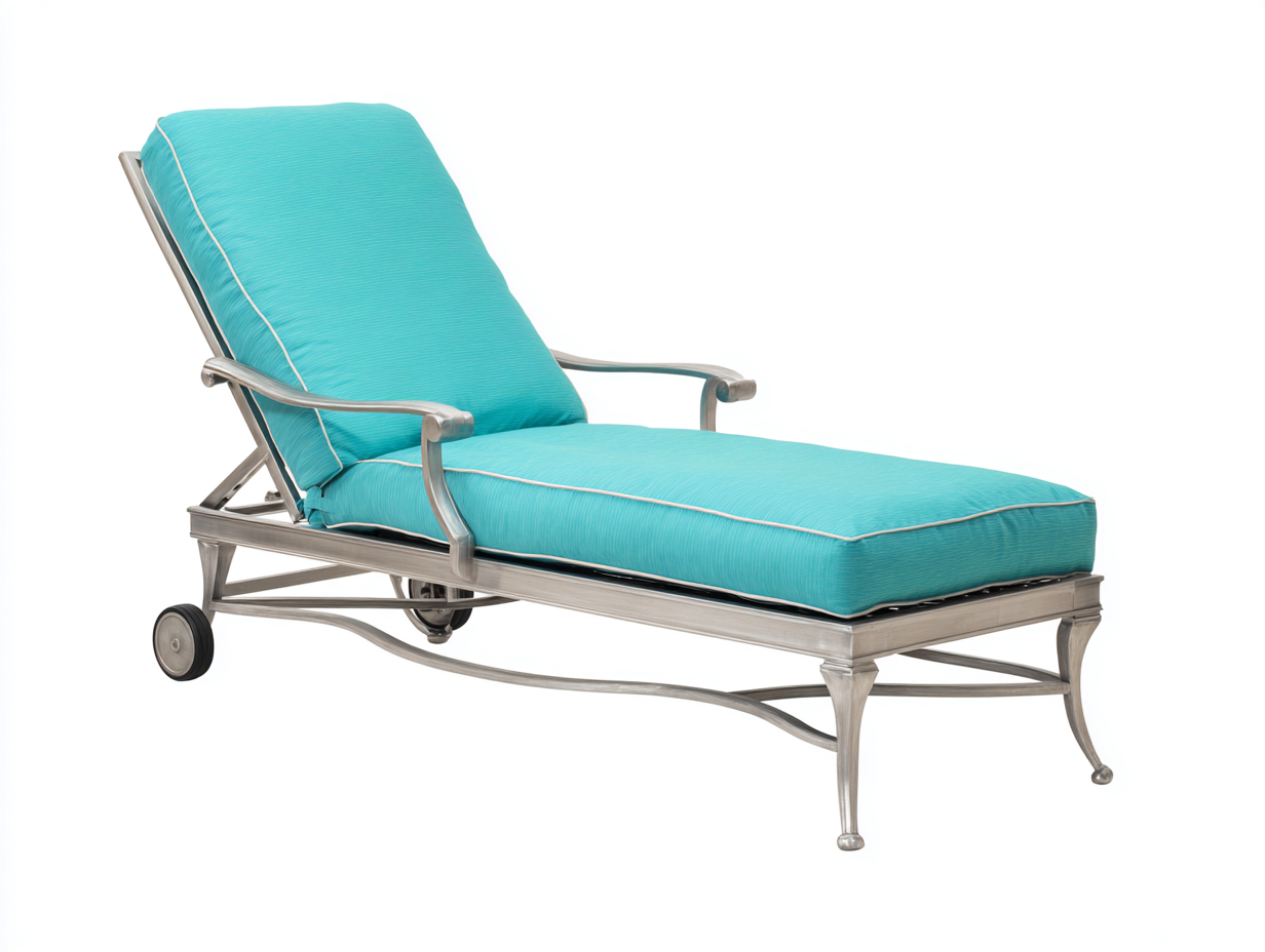 Sillón reclinable aluminio 198×72×98 cm turquesa/plata para Terraza con ruedas y reposabrazos-Modordadecor