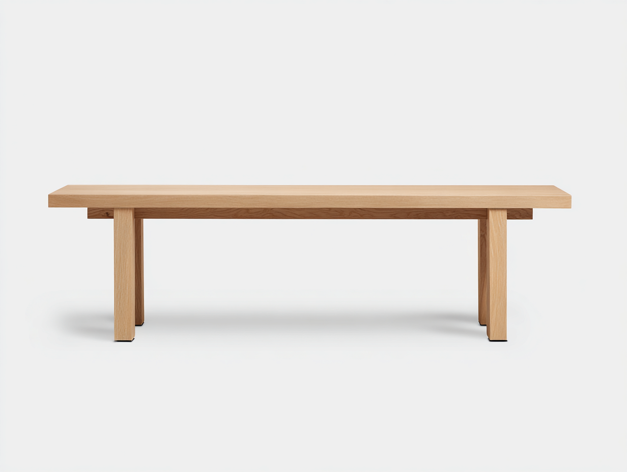 Banco de comedor de madera 150×38×45 cm - roble natural - diseño minimalista con base recta y faldón longitudinal-Favavidecor