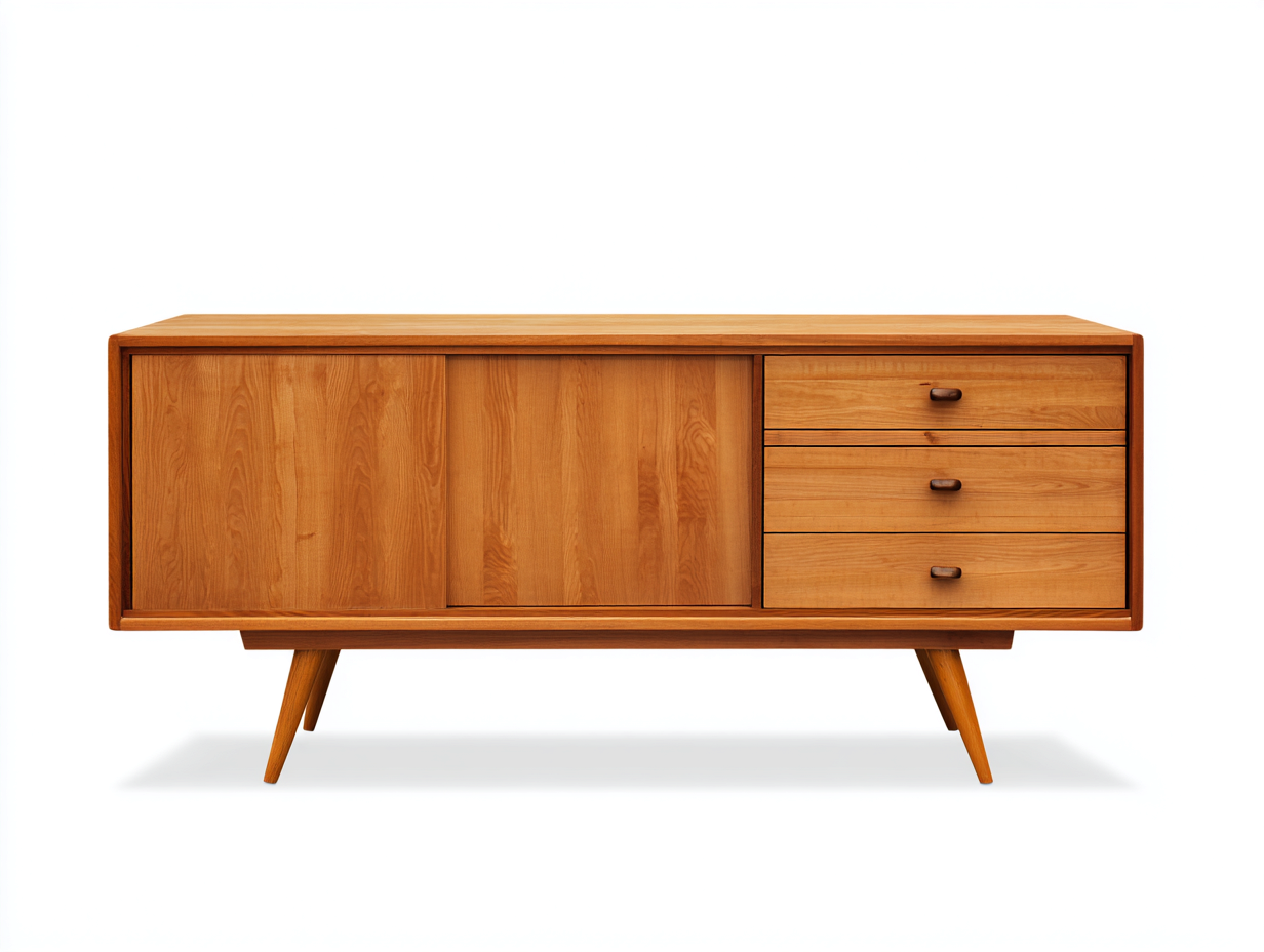 Aparador-madera-172×45×80 cm-Roble ámbar-frente deslizante y almacenaje lateral para Comedor-Favavidecor