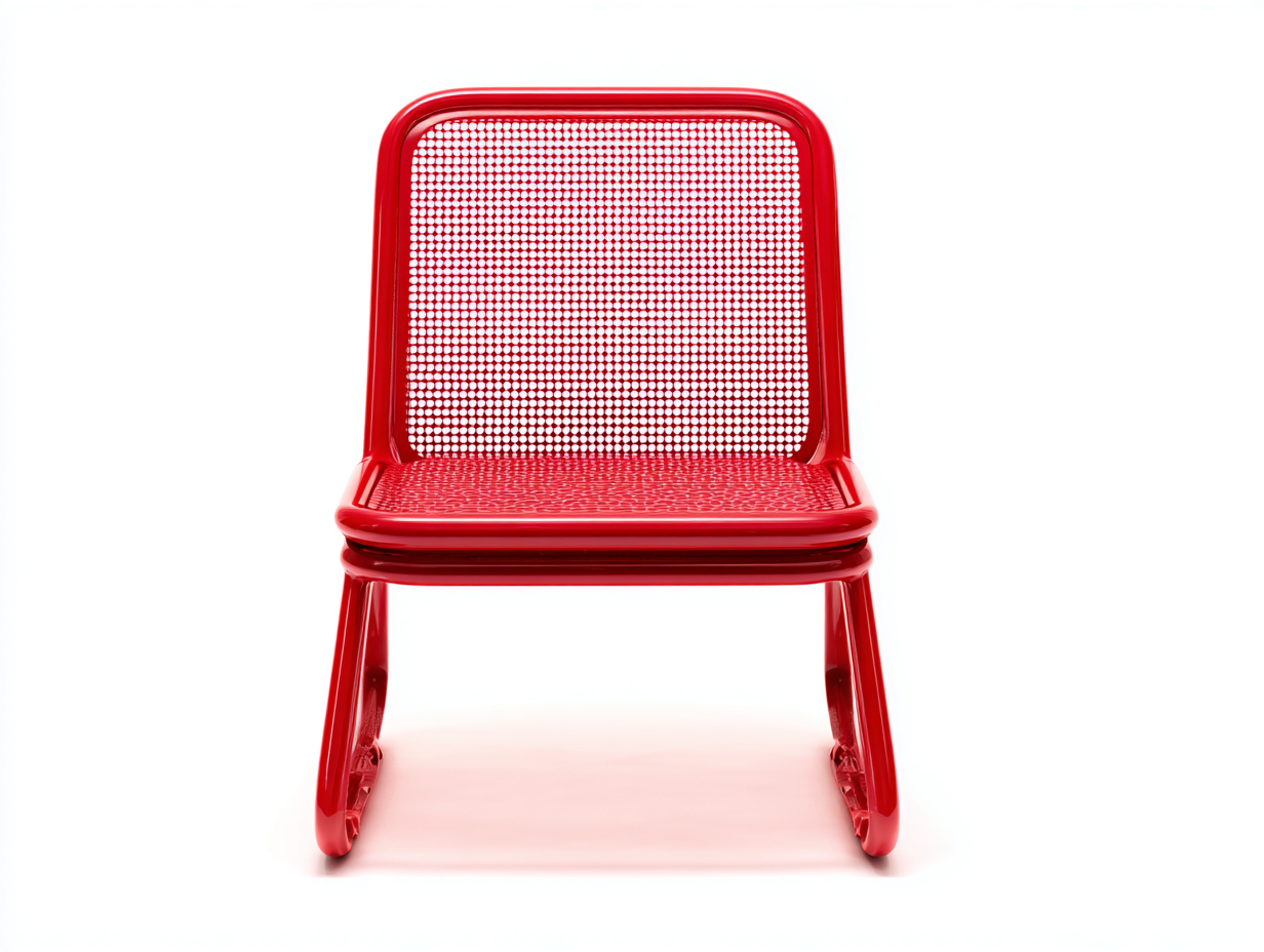 Silla de comedor metálica 48×51×81 cm - rojo brillante - asiento perforado con respaldo de malla-Favavidecor