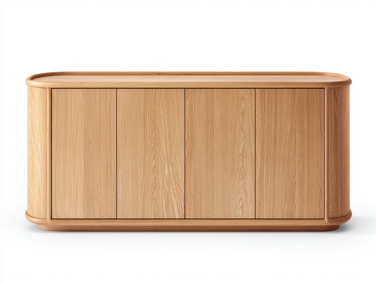 Aparador-madera-180×46×78 cm-Roble claro-frentes lisos y bordes redondeados para Comedor-Favavidecor