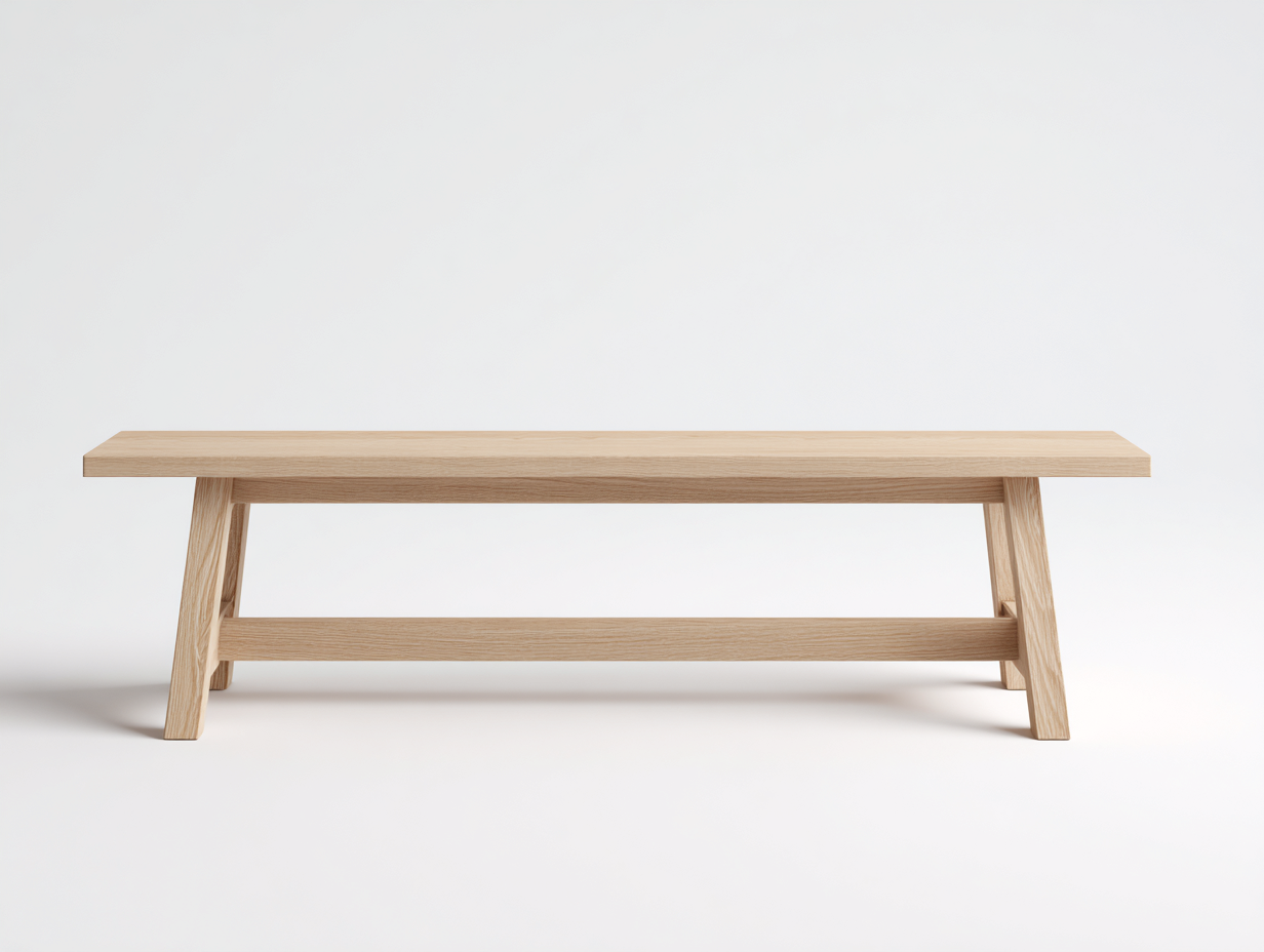 Banco de comedor-madera maciza-150×40×46 cm-Roble natural claro-estructura inclinada con travesaño para Comedor-Favavidecor
