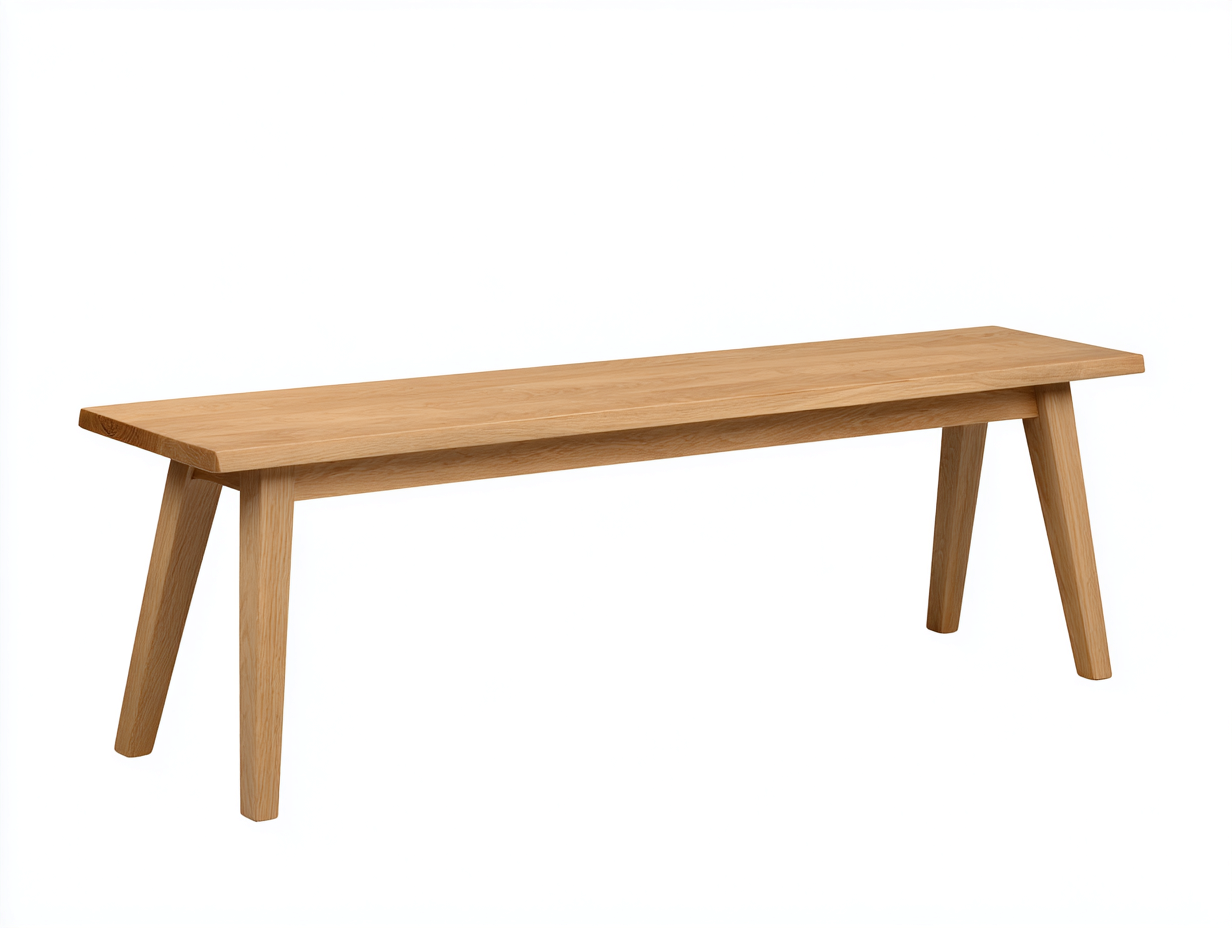Banco de comedor de roble 180×37×45 cm - roble claro - diseño lineal con base abierta y asiento fino-Favavidecor