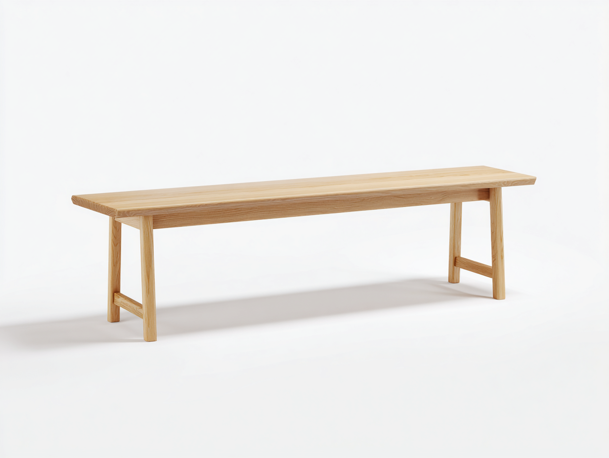 Banco de comedor de madera 165×36×45 cm - roble claro - asiento estrecho con travesaños laterales y diseño ligero-Favavidecor