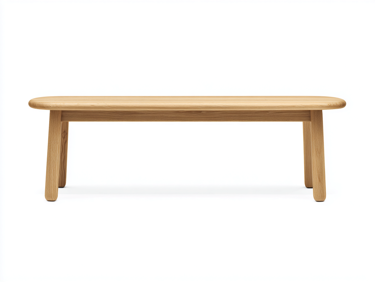 Banco de comedor de madera 145×38×45 cm - roble claro - asiento alargado con esquinas redondeadas y diseño nórdico-Favavidecor