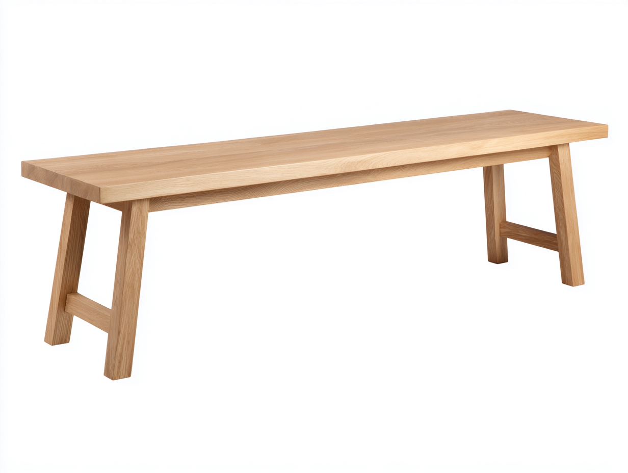 Banco de comedor-madera maciza-160×40×46 cm-Roble natural claro-estructura inclinada para Comedor-Favavidecor