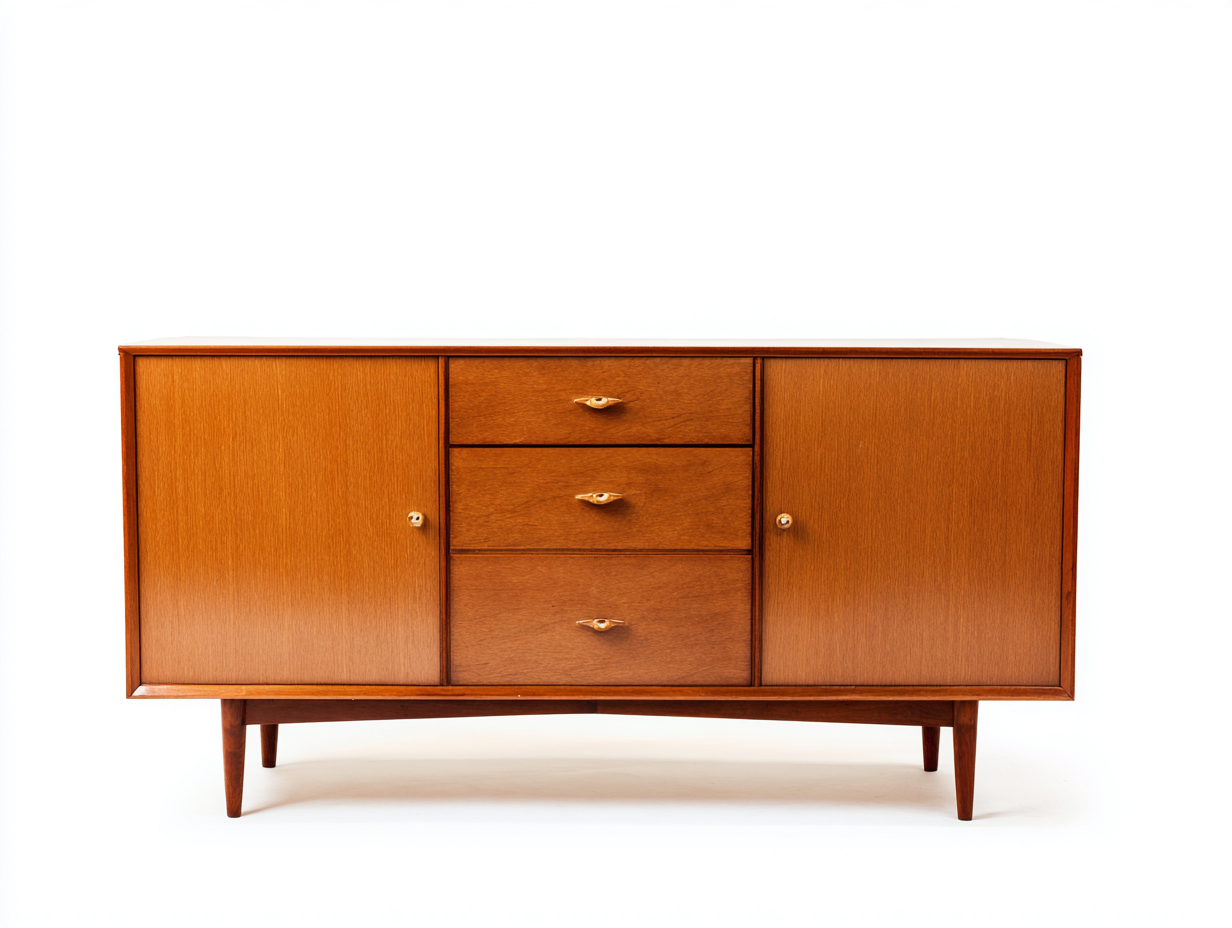 Aparador-madera-168×44×82 cm-Nogal rojizo-almacenaje simétrico estilo retro para Comedor-Favavidecor