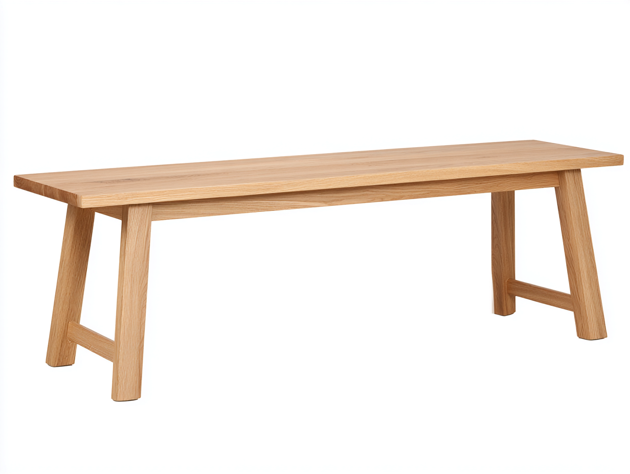 Banco de comedor de roble 170×38×46 cm - roble natural - asiento alargado con soportes inclinados de estilo nórdico-Favavidecor