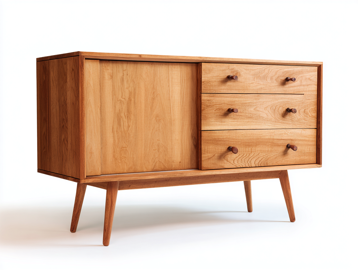 Aparador-madera-152×43×84 cm-Roble miel/Nogal-almacenaje combinado estilo nórdico para Comedor-Favavidecor