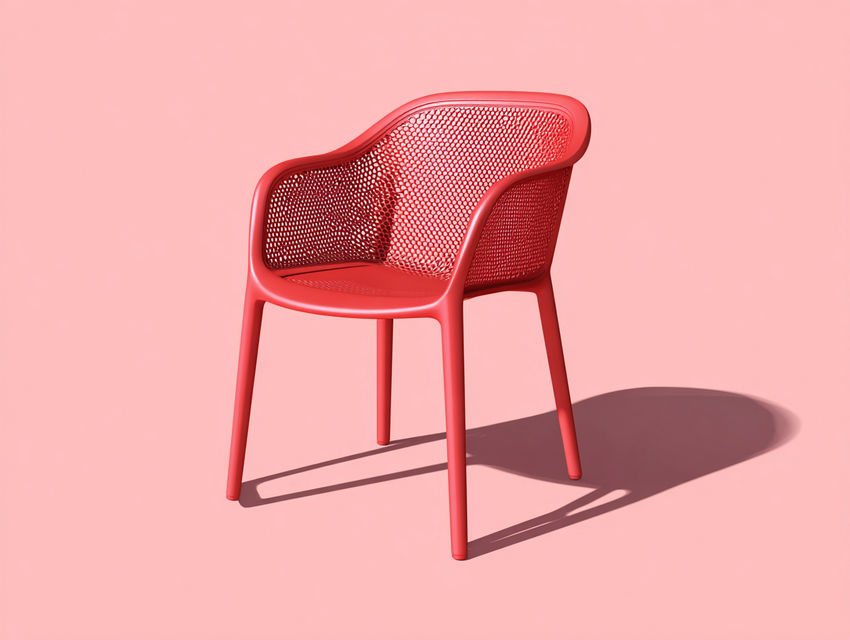 Silla de comedor de polipropileno 58×55×80 cm - rojo - respaldo envolvente de rejilla con reposabrazos-Favavidecor