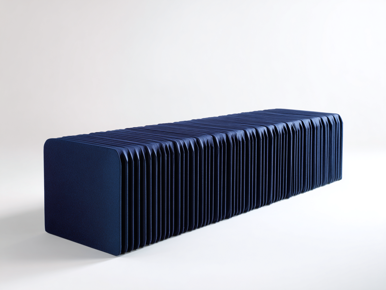 Banco tapizado de terciopelo 152×43×45 cm - azul marino - cuerpo compacto con canales verticales para Dormitorio-Gavoiohaus