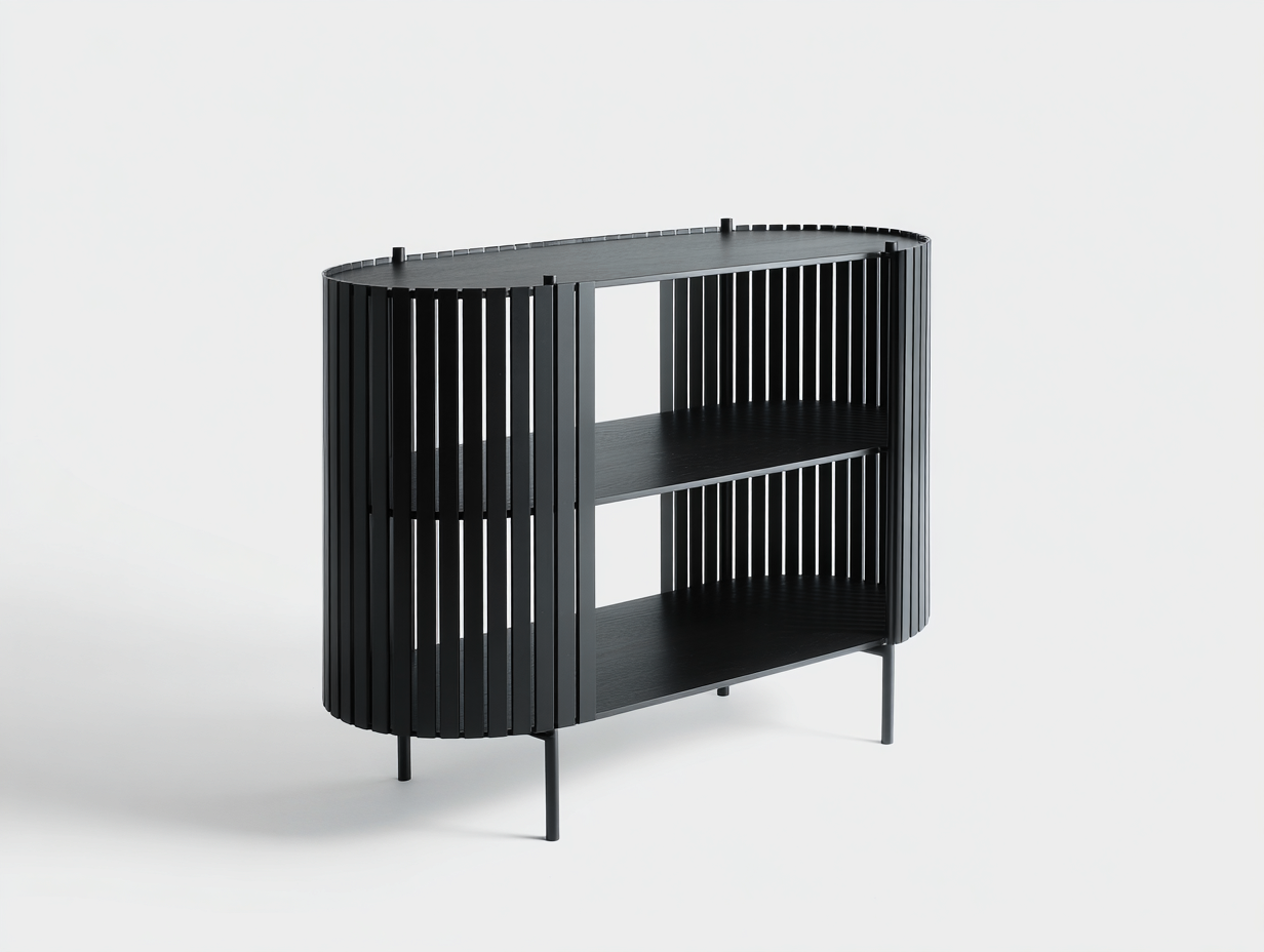 Estante metal 110×38×92 cm negro para Comedor estilo contemporáneo con baldas abiertas-Gavoiohaus